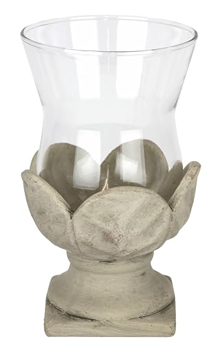 Flair Flower Windlicht mit Glas und Terrakotta Antik-Optik Outdoor Kerzenhalter Kerzenständer Terrasse Deko-Vase Tisch-Deko Gartendeko Weihnachten Laterne Deko-Objekt Pokal Vase Accessoire, 20cm