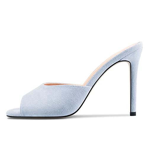Image of TNYNFBEB Women Stiletto High Heel Peep Open Toe Sandals Slingback Slip-on Wedding Office Cute Basic Classic 3.9 Inches Heels