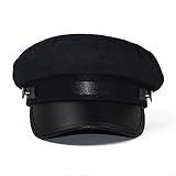 EriCotry Retro Military Chauffeur & Fisherman Driver Newsboy Fiddler Doorman Costume Hats for Men & Women (Black)