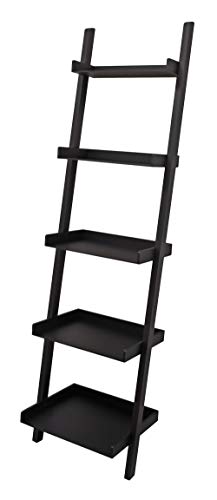 Kiera Grace Modern 5-Tier Wood Ladder Bookshelf, Black