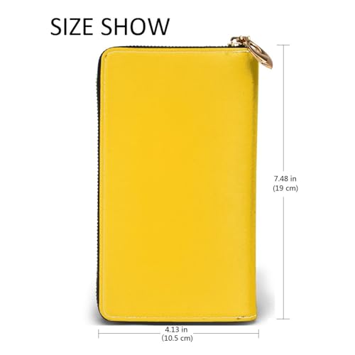 Milk Duck Yellow Leather Wallet for Women Long Coin Purse Ultra Slim Credit Cards Holder Bifold Clutch2