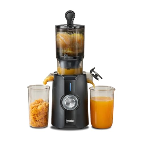 Image of Prestige Natura 200W Cold Press Slow Juicer | 105mm Wide Chute | Interlocking Safety | Reverse Function | Juice and Pulp Collectors | Quiet Operation | Easy to Clean | Black | 2 Year Warranty