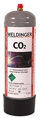 110 bar CO2-Einwegflasche 390 g = 1 Liter (Schutzgas Schweißgas MAG-Schweißen)