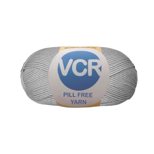 Image of VCR Grey Yarn, Pill-Free Soft Knitting Yarn, 100 Grams Hank, 263 Meters Length, Low-Pill Acrylic Yarn, Soft Crosia Threads, Pack of 1, Suitable for Beanies, Caps and Gloves