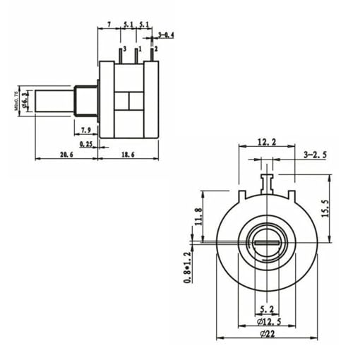 Potentiomètre 3590S 50k 503 résistance variable bobinée multitours pour circuit imprimé