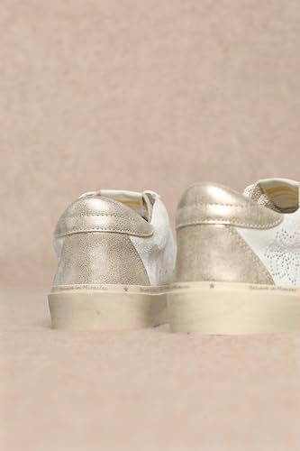 Image of Mi.iM Gaby Rubber Sole Lace-up Snake Print Suede Star Sneakers (Beige Gold, US Footwear Size System, Adult, Women, Numeric, Medium, 7.5)