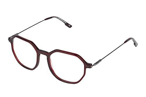 Image of Faddish Anti-glare Hexagon Unisex Spectacle Frame with UV400 & Bluelight Blocking Computer Glasses for Eye Protection from Bluelight by Computer Mobile(HEX C5N BBL|Blue Block|UV400|Burgandy)