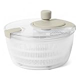 Amazon Basics Salatschleuder, BPA-frei, 4L, Leinengrau