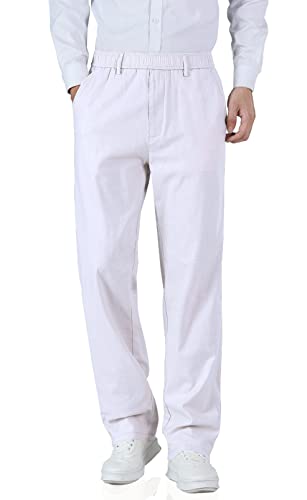 Soojun Men's Relaxed Fit Elastic Waist Drawstring Cotton Linen Pants