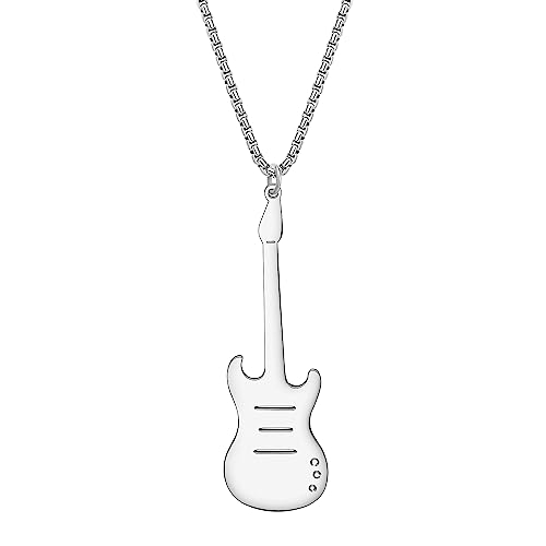 Collier guitare électrique en acier inoxydable durable avec charme piano