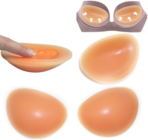 Majurphy Sticky Silicone Bra Inserts Pads,Breast Enhancer Push Up Bra Inserts,Chicken Cutlets Bra Insert,Silicone Bra Padding Insert,Orange, 1 Pair