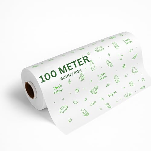 Image of Bunny Box Butter Paper Roll | Premium Non-Stick Food Wrapping & Parchment Paper | Re-Heatable, Eco-Friendly, Non-Bleached, Food Grade Wrap for Cooking, Baking, Packing & Serving (White, 100 Meter)