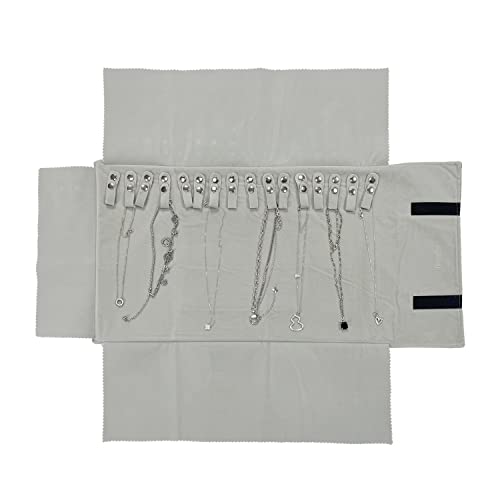 UnionPlus - Estuche enrollable de terciopelo organizador de joyas para viaje; apto para collar, pulsera, pendientes, anillo, color negro Cover