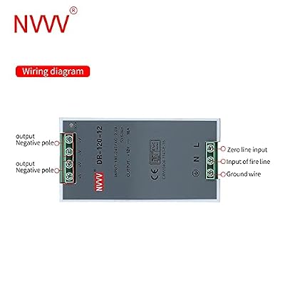 DR-120-12 AC to DC DIN-Rail Mount Power Supply, 12V, 10 Amp, 120W Single Extreme -30 to 70 C (-22 to 158 F) Operating Temp, Overload Protection, Metal