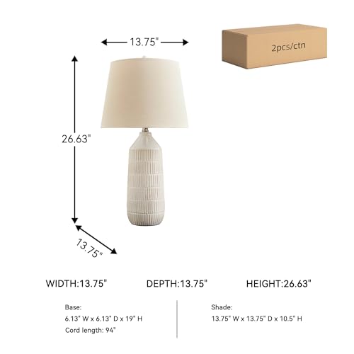 Signature Design by Ashley Willport Ceramic Table Lamp Set of 2, White - image 2