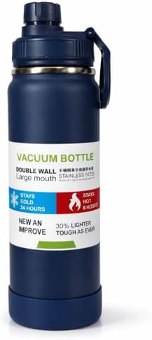 Garrafa Térmica de Aço Inox, 800ml - Brilhante, Parede Dupla, Alç...