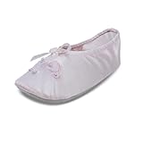 isotoner Girl's Satin Ballerina with Embroidered Pearl, Pale Pink, XXsmall, Toddler 7/8