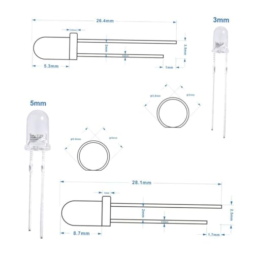 Diodos Emisores de Luz LED transparentes en kit de 600 piezas surtidas 5