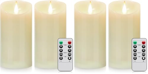 Image of Flameless Battery Operated LED Candles 3D Wick Remote Control 24-Hour Timer (Pack of 2)