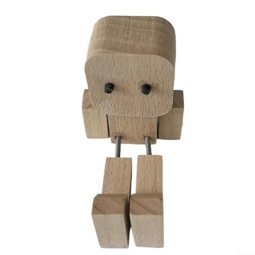 Figurine d'homme en bois qui secoue - 8,1 cm de haut - Tête branlante amusante avec pieds pivotants - Décoration de tableau de bord de voiture en bois faite à la main - Base lestée stable - Pour