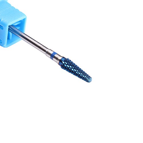 Safety Nail Carbide Bit Blue Nano Coated Tapered Cone Electric Nail File for Nail Drill Machine Medium Grit