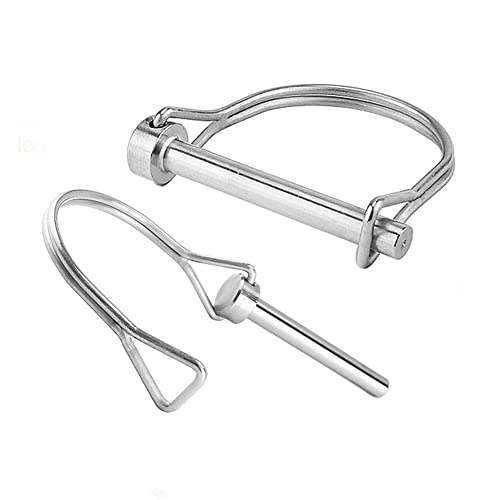 10 Pcs Trailer Coupler Pin 1/4"Diameter Wire Lock Pin Pto Shaft Locking Pin Heavy-Duty Quick Release Coupler Pin Round Arch Safety Pin Retainer For Farm Wagons Lawn Garden (Silver) #TOP5