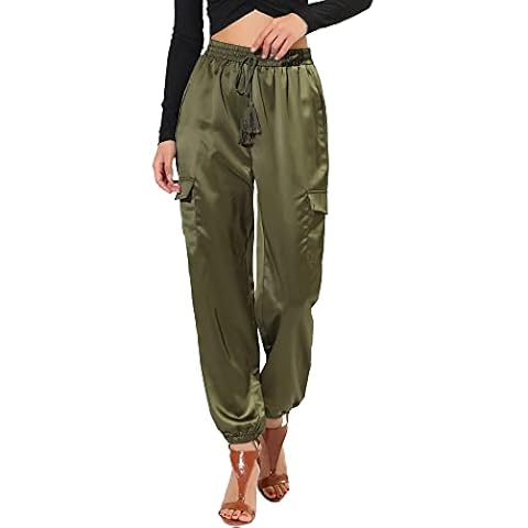 Allegra K Women's Casual High Waist Cargo Pants Cover