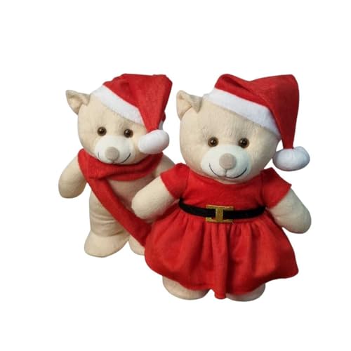 Urso de Pelúcia Papai Noel e Mamãe Noel, Enfeite de Decoração de Natal (Casal Noel em Pé)