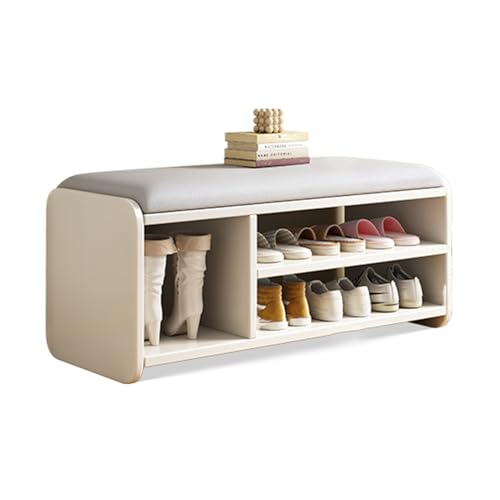 Banc à chaussures en bois blanc d'une élégance rustique et durable