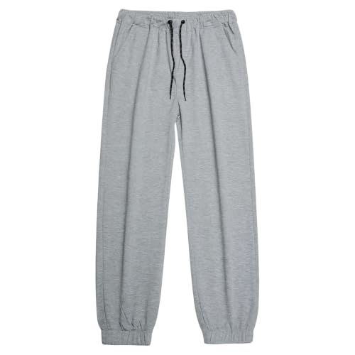 Men's Tapered Jogger Pants Slim Fit Cuffed Ankle Drawstring Athletic Gray