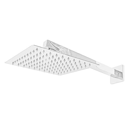 Ducha Chuveiro Quadrada Metal Inox 20x20 CM Com Braco Quadrado 38 cm 7739