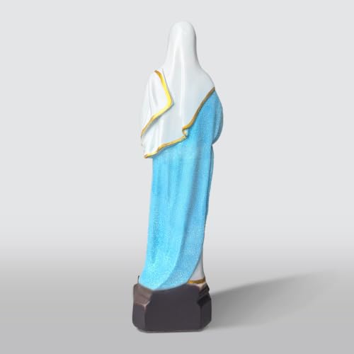 Image of 14 Inch Virgin Mary Statue Our Lady of Grace, Hand-Painted Catholic Mary Figurine with Pearlized Blue Garment for Prayer Room, Home Altar & Religious Gift