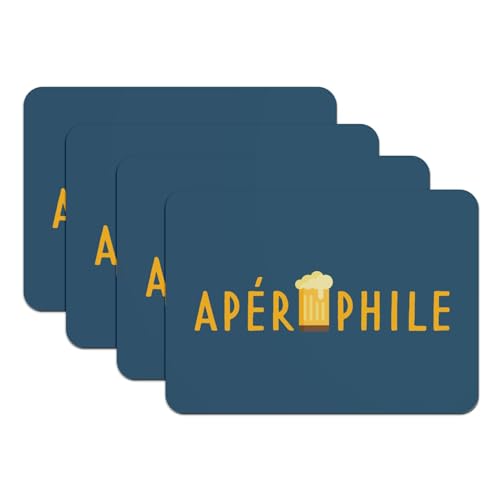 Lot de 4 sets de table en caoutchouc bleu imperméables et antidérapants 39x28 cm