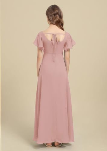 Junior Bridesmaid Dresses Floor-Length Formal Dresses Chiffon Flower Girls Dresses for Wedding Party Gown2