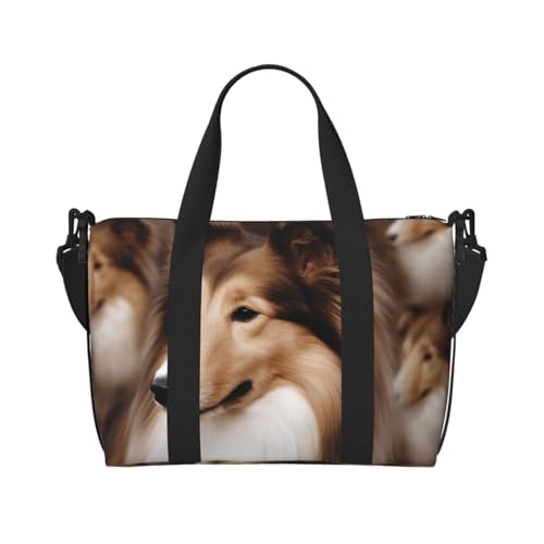 Travel Duffel Bag for Men Gym Bag, Shelties Dog Luggage Bag with Shoulder Strap, Large Gym Tote Bag for Women, Weekender Overnight Bag, Foldable Carry on Bag for Airplane