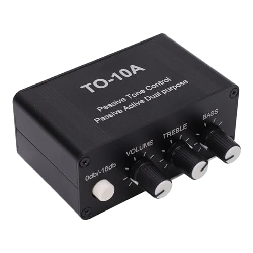 Ecualizador Pasivo Profesional con Control de Graves y Agudos, Carcasa de Metal, Controlador de Volumen para Estudio Casero, Sistema de Música PC, Entrada/Salida 3.5 mm, Alimentación 12 V miniatura 3