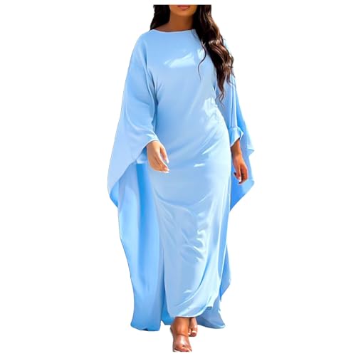 Robe maxi ample abaya de cérémonie en satin noble et uni