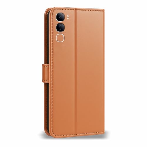 Image of AIBEX Shock Proof Flip Compatible for Vivo Y300 5G Flip Cover Leather Finish | Inside TPU with Card Pockets | Wallet Stand | Complete Protection Flip Case - Brown