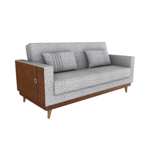 Sofá-Cama 2 Lugares em Linho com Almofadas – Conforto para Sala Leitura e Descanso