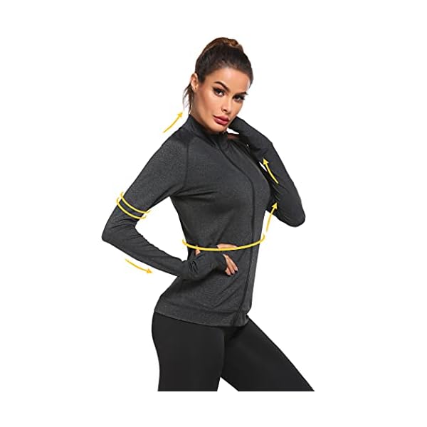 Pinspark Lightweight Workout Jacket for Women Full Zip Slim Fit Athletic Running Jacket with Thumb Holes Zipper Pockets