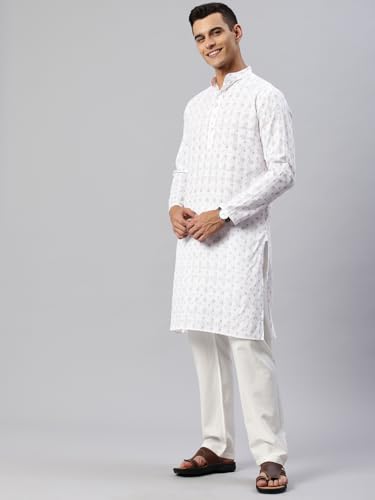 Image of Majestic Man Men's Cotton Regular Fit Ethnic Motifs Printed Long Kurta