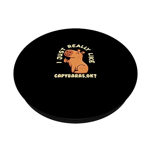 Capybara Lover Cute Capybaras Rodent Animal Capybara PopSockets Swappable PopGrip, Black - Image 2
