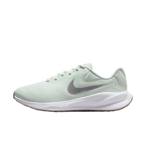 Nike Revolution 7 Women's Road Running Shoes (Extra Wide) (FZ6829-303, Barely Green/White/Platinum Tint/Metallic Silver) Size 10
