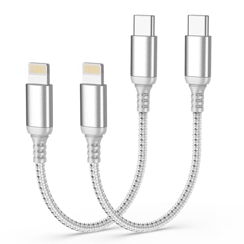 Adiceve Short USBC to Lightning Cable 6 Inch [MFi Certified] 2 Pack Short USB C to Lightning Cable Braided 6 Inch USB C iPhone Charger Cord Fast Charging for iPhone 14/13/12/11 Pro/X/XR/XS iPad