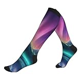 Calcetines deportivos con estampado de auroras boreales oscuras para hombres y mujeres, para atletas y vuelos largos, 3 Negro, talla única