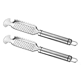 NOLITOY 2 Stück Pack Fischschuppenentferner aus Edelstahl Manuelles Fischschuppenentfernungswerkzeug mit Rutschfestem Griff für Küchen und Fischzubereitung
