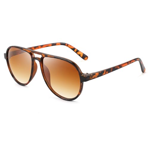 YuJian Retro Square Aviator Sunglasses YJ3025 Leopard/Brown