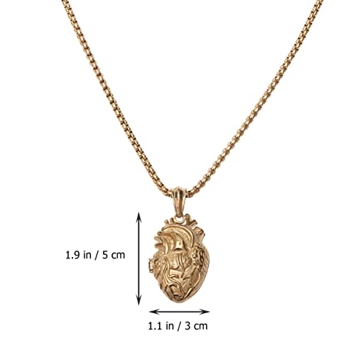 USHOBE Colar De Coração Anatômico Colar De Coração De Aço Inoxidável Colar De Órgão