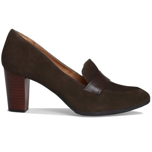Image of SHODENSE Women Chunky Kitten Heel Pumps Shoes Round Closed Toe Slip On Suede Penny Loafers Matte Block Mid Heels Dress Loafer Almond Toe Comfort Oxford Shoes Office Work Classic Elegant 4-11 M US
