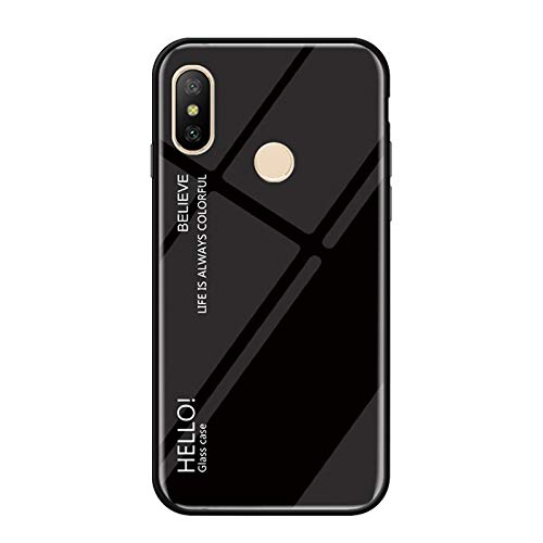 Coque Xiaomi Mi 6X / A2 en verre trempé dégradé noir protection anti-choc arrière